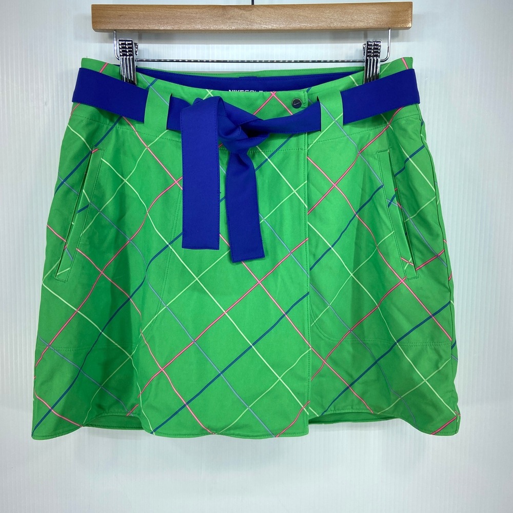 Nike Tour Performance Green Plaid Blue Golf Skort Short Convertible Womens 4